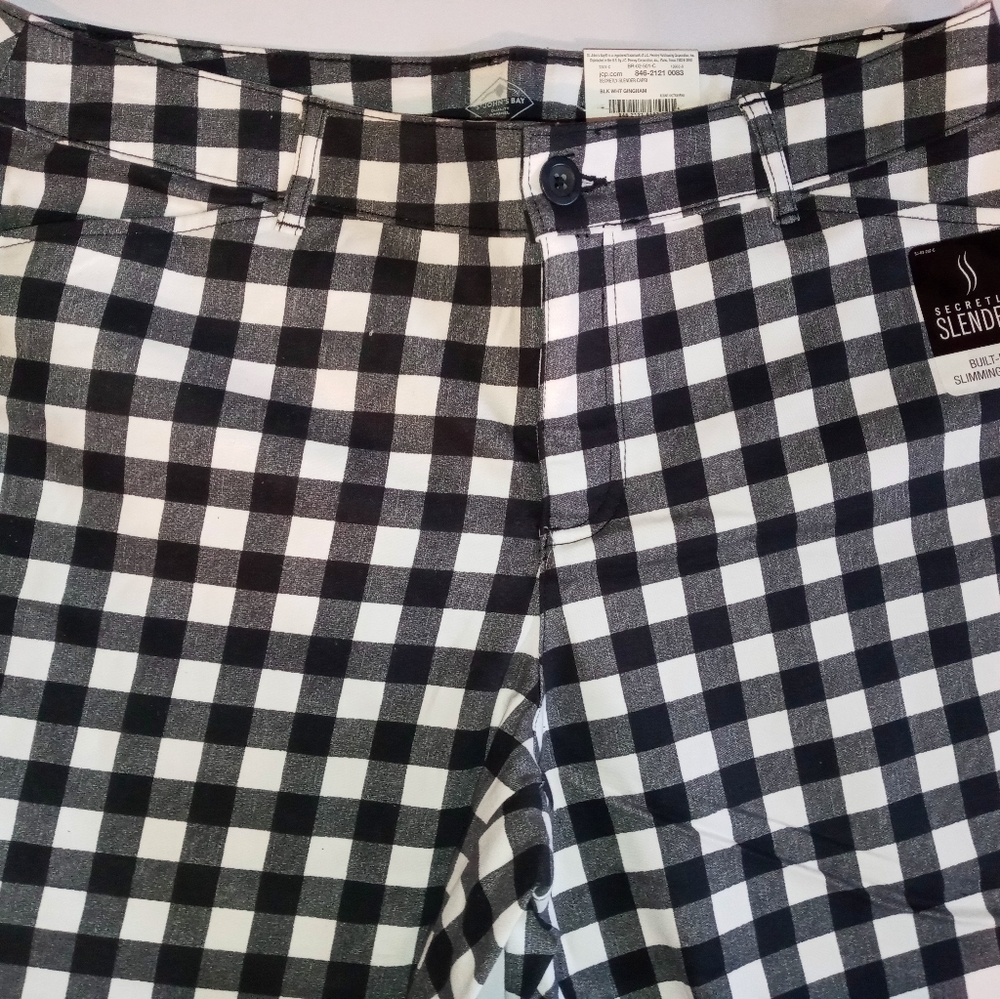 St. John's Bay black amd white checked pattern.